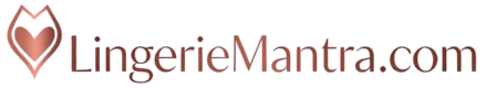 LingerieMantra logo – luxury rose-gold script with lace heart for wireless bra reviews website